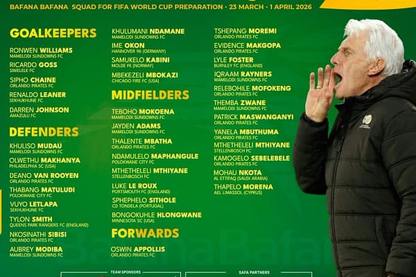 Hugo Broos Names 36-Man Bafana Squad for Panama Friendlies
