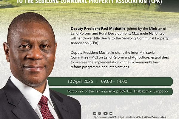 Deputy President Paul Mashatile to Hand Over Title Deeds to Sebilong Community in Limpopo