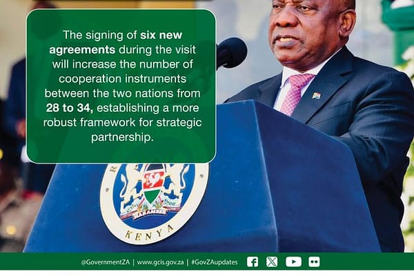 SA–Kenya Relations Strengthened as Both Nations Emphasise Strategic Partnership
